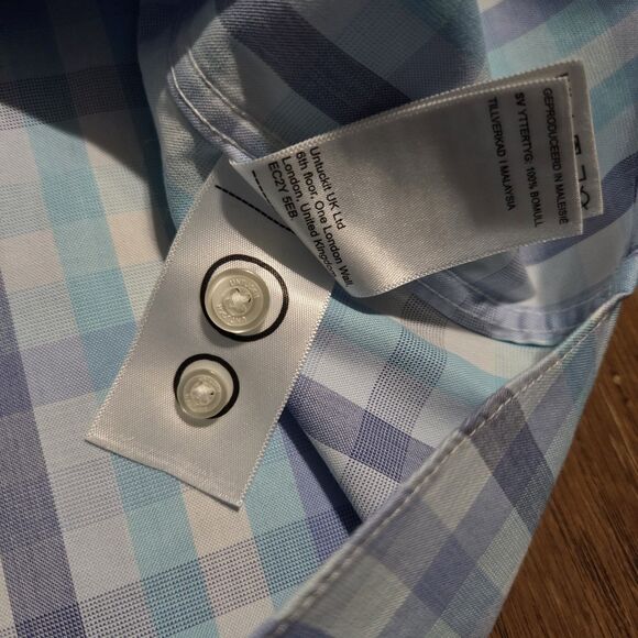 UNTUCKit Shirt Mens Small Blue Plaid Slim Fit Wrinkle Free Button Down Casual - Picture 6 of 8